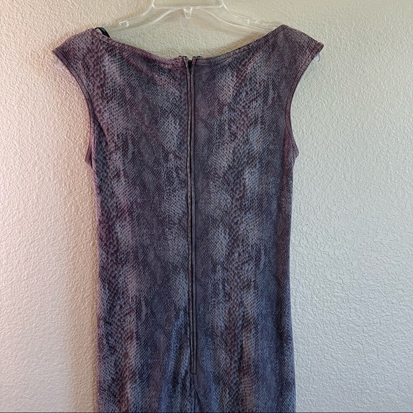 Tadashi Shoji Beautiful Purple/Gray Snake Print Drape Dress - Picture 5 of 11